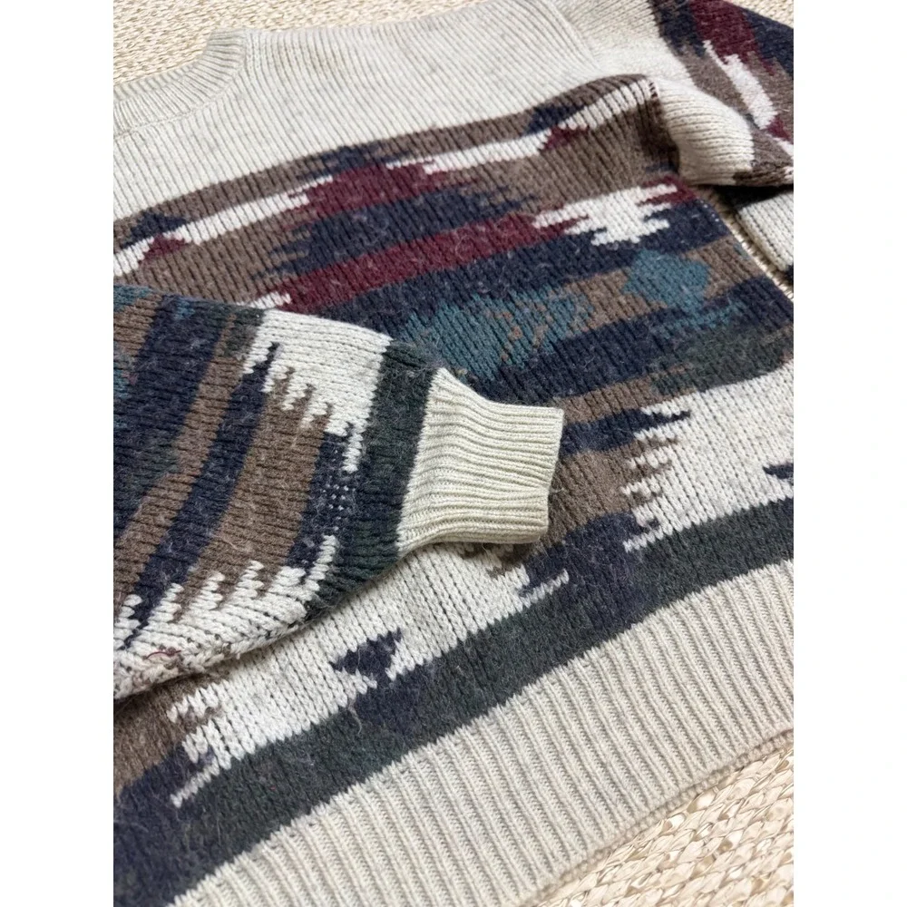 Stilnuovo Italy Mens Wool Blend Southwestern Tribal Knit Sweater Aztec euro LG